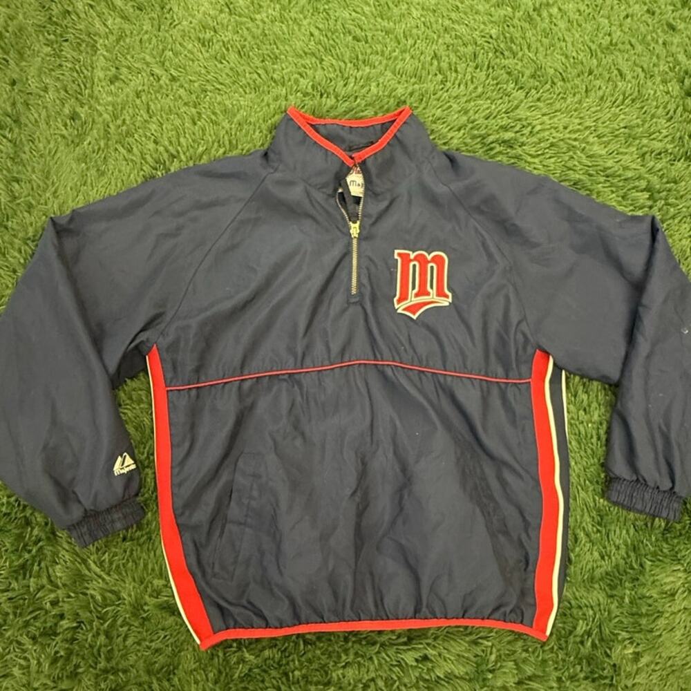 90s Minnesota Twins Majestic Blue Pullover Windbreaker Jacket Sz Medium